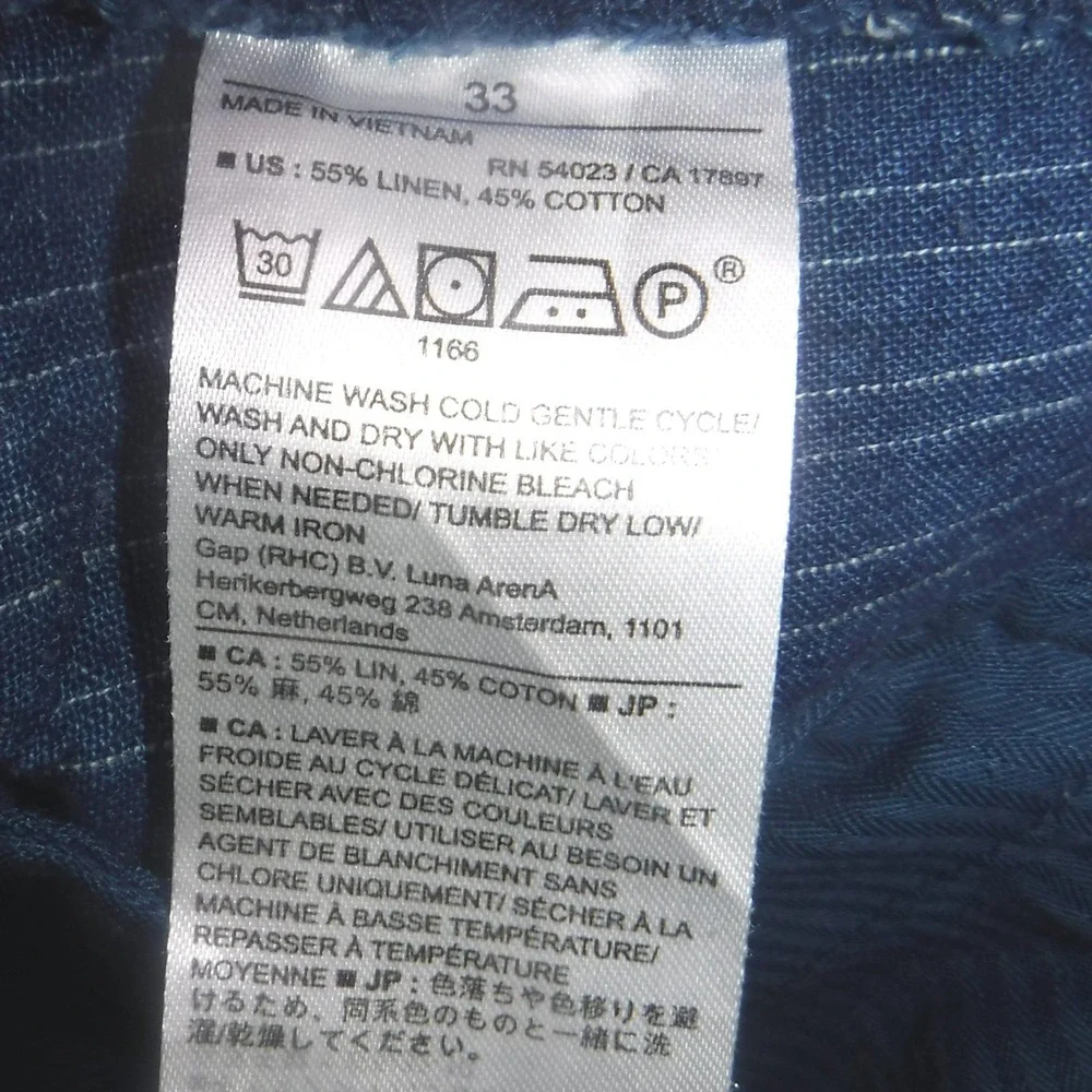 Banana Republic Mens Blue Pinstripe Linen Blend Shorts Size 33 Summer Preppy‎